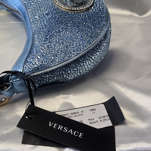 Versace x Dua Lipa Repeat Crystal-Embellished Mini Hobo Bag - Picture 12 of 12